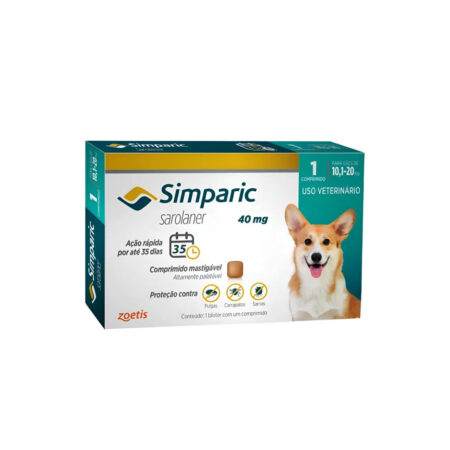 Simparic Caes 10 A 20kg 40mg Combo C/3 Comprimido