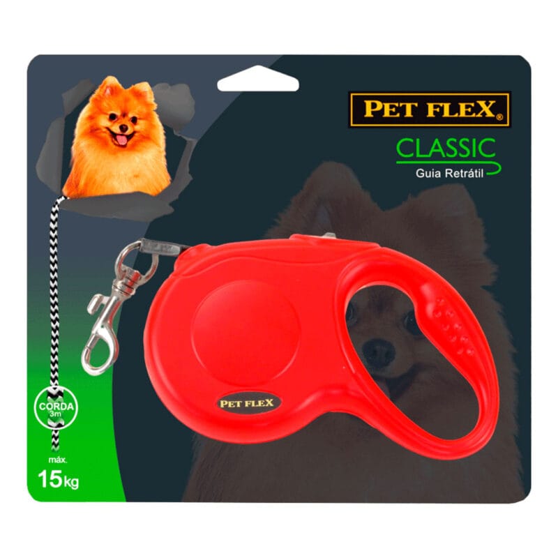 Guia Retratil Classic 3mt Ate 15kg Vermelha - Imagem 6