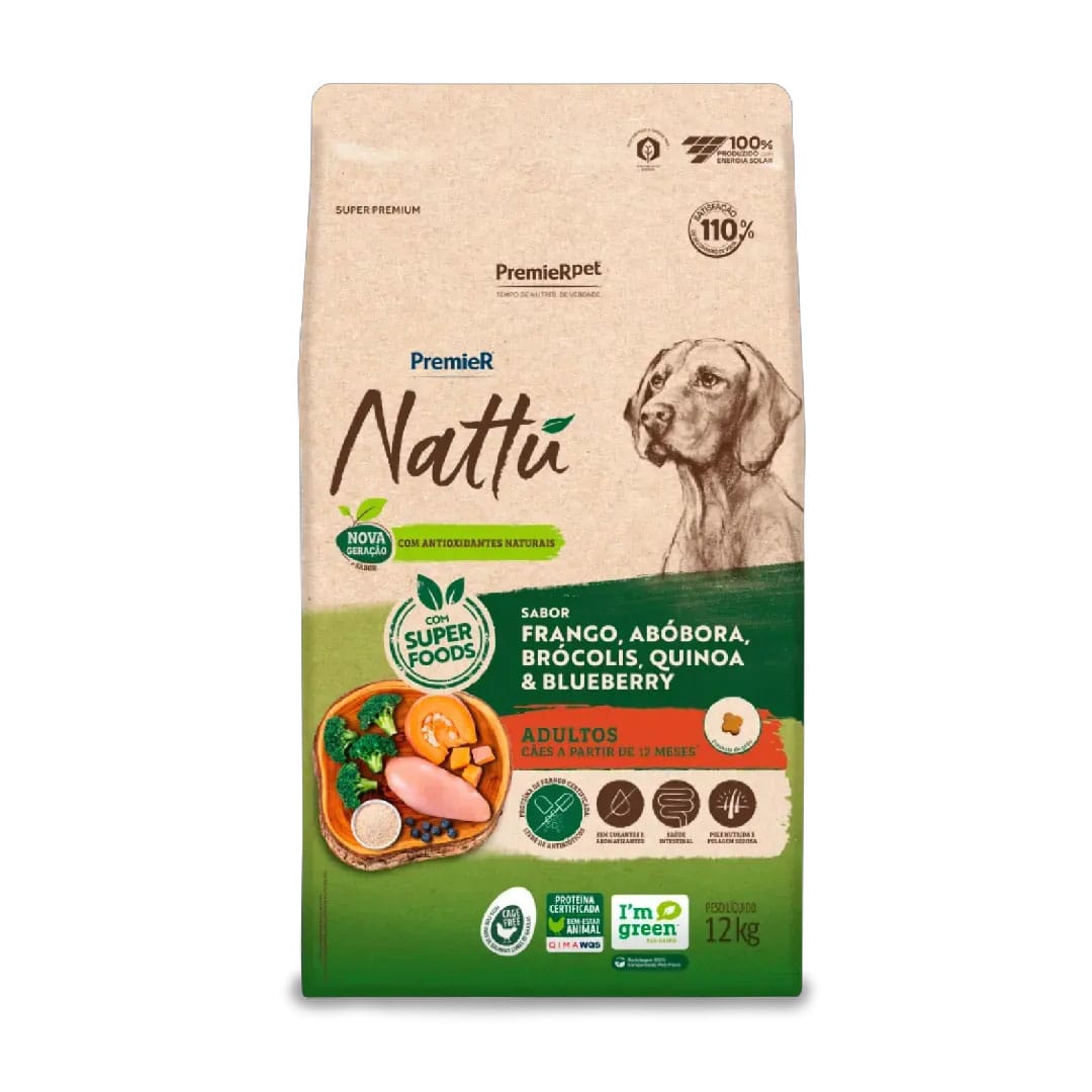 Premier Nattu Caes Adulto Abóbora 12kg Promocao